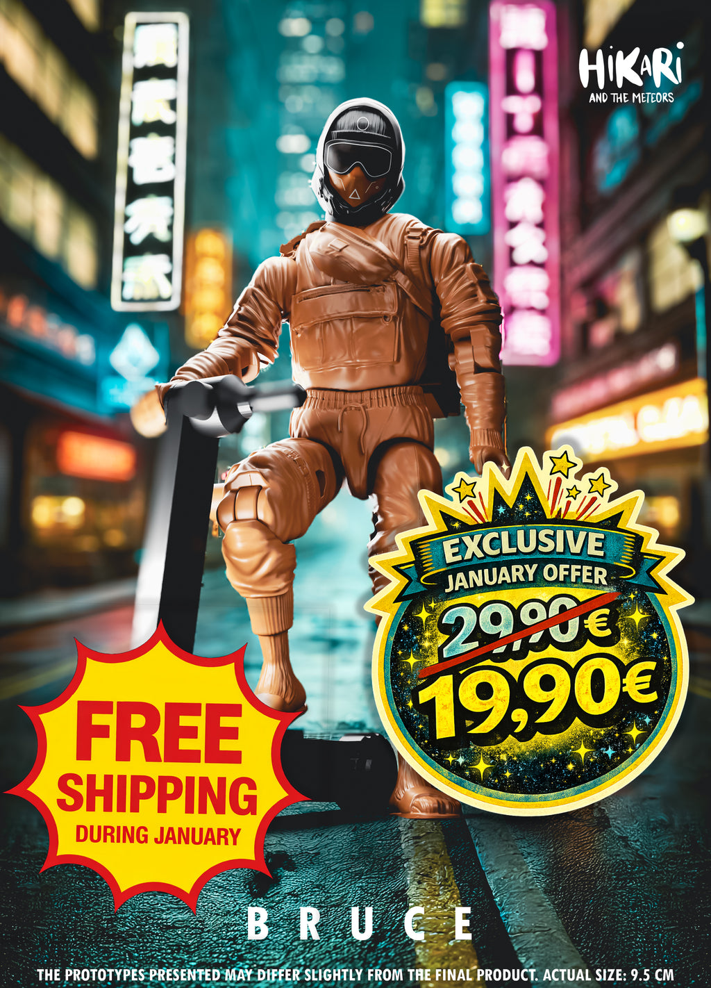 Figurine Bruce – Action Figure écologique 100 % belge | Hikari et les Météores