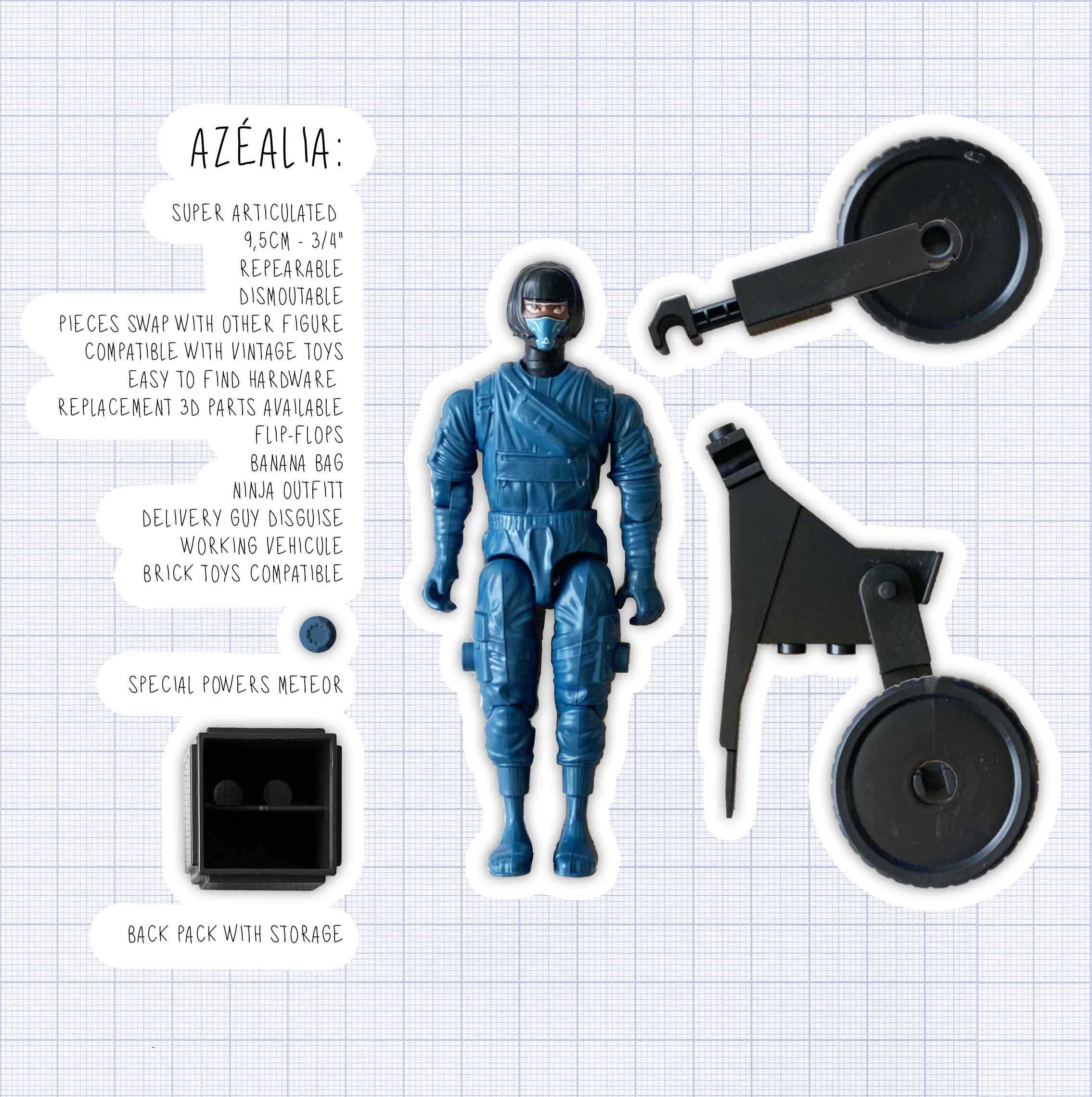 Figurine Azéalia – Action Figure écologique 100 % belge | Hikari et les Météores