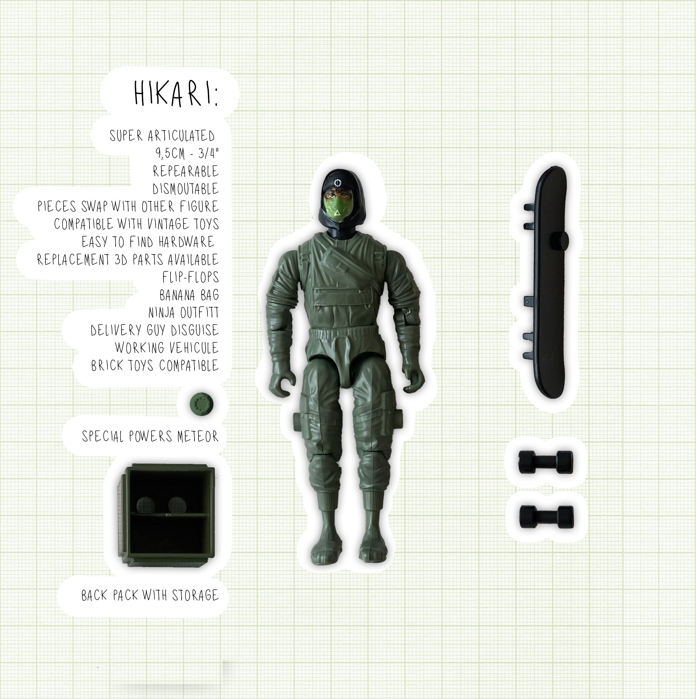 Figurine Hikari – Action Figure écologique 100 % belge | Hikari et les Météores