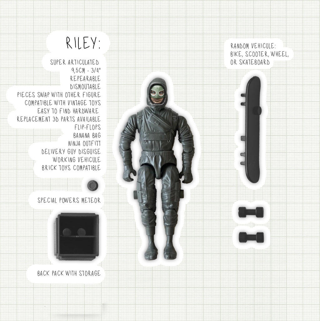 Figurine Riley – Action Figure écologique 100 % belge | Hikari et les Météores