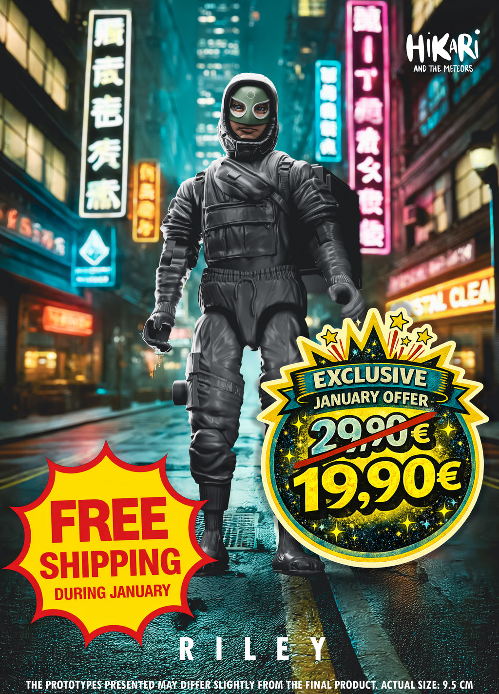 Figurine Riley – Action Figure écologique 100 % belge | Hikari et les Météores